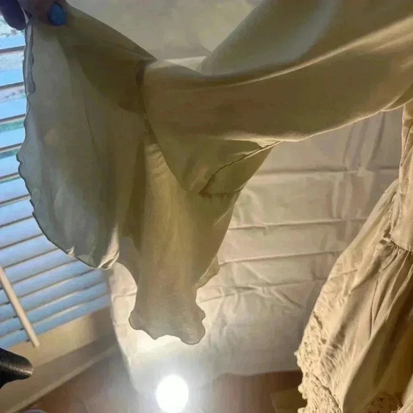 Cupio Tan V-Neck Bell Sleeve Blouse - Picture 8 of 8